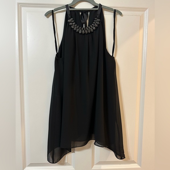 NWT Max Studios Neiman Marcus Black Crepe Georgette Beaded Dress, Medium - Picture 7 of 13